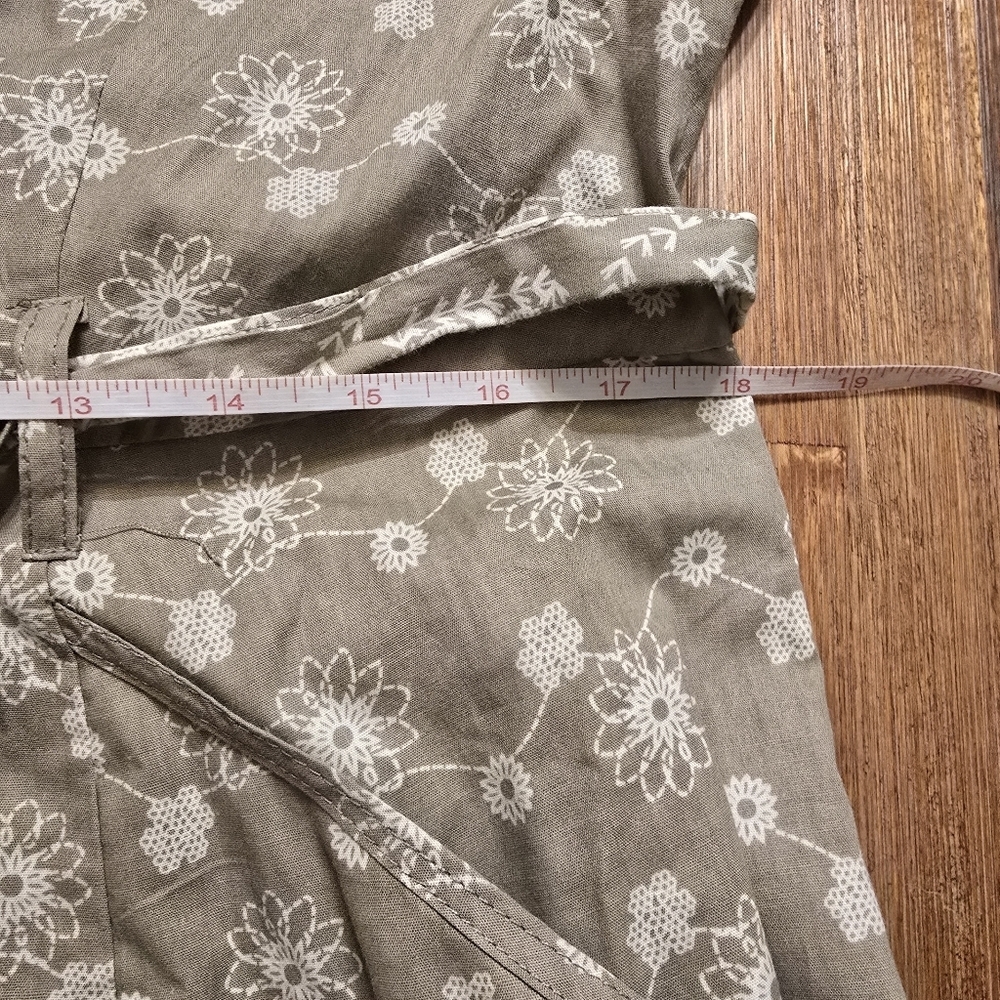 Mlle Gabrielle Floral Cotton Midi Dress Sage Green Large Cottagecore Button Up - Picture 10 of 16